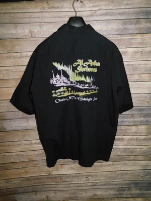 $24.94 • Buy Vintage Alaska Shriners 2012 2X Black Red Bowling Shirt Oasis Of Midnight Sun