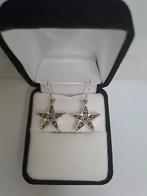 Marcasite Star Drop Earrings Sterling Silver • £9.99