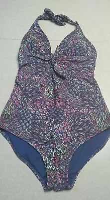 Marie Meili Swimsuit Size Small One-Piece Purple Halter Padded Beach • £19.28
