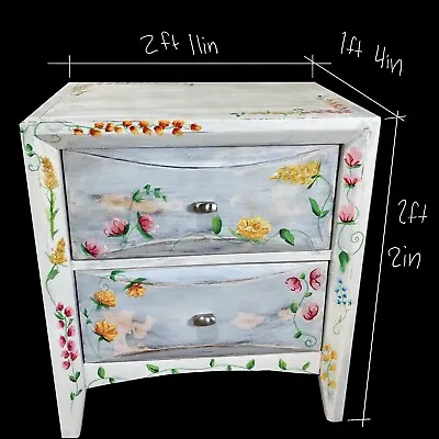$220 • Buy 🌺 Hand Painted One-of-a-kind Side Table, Nightstand: Shabby Chic W/flowers 🌸🌷