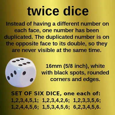 Set Of Six Trick Dice Repeated Numbers Aka Twice Dice Or One-way Tops Magic.  • £16