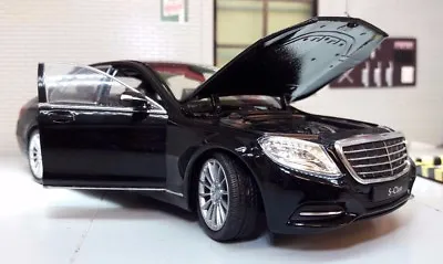 Mercedes S Class Black 2015 V8 500 W222 Scale Diecast Model Car 1:24 • £31