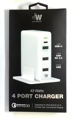 Just Wireless USB-C Quick Charge 3.0 4-Port USB QC 3.0 Charging Hub - White • $9.88