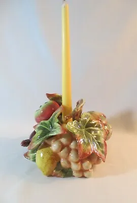 Vintage Fitz & Floyd VENETIAN ROMANCE Candlestick Holder ~Realistic Fruits & Veg • $35.99