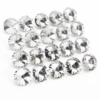 Diamante Crystal Glass Hoop Back Buttons 20mm Upholstery Headboard Sofa Chair • £2.89