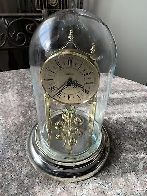 Vtg Waltham Anniversary Clock 12  Glass Dome Germany Quartz 85 - Works GREAT! • $35.95