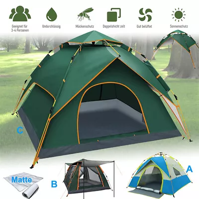 3 - 4 Man Automatic Instant Double Layer Pop Up Camping Tent Waterproof Outdoor • £56