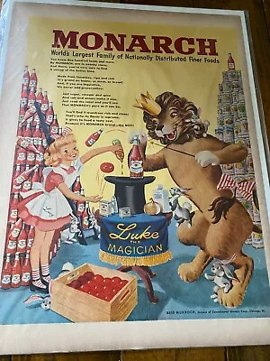 Vintage 1948 Monarch Food Luke The Magician Lion & Lucy Ad • $9.99