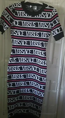 Versus Versace Womens Logo Sweater Dress Black Multi 38/2-US AUTHENTIC $995+NWT  • $427