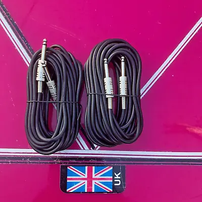 Speaker Leads Jack To Jack  6x Meters (pair) Two Speaker Cables 6.35  1/4 Inch • £12.99