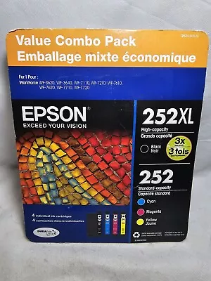 Epson 252 XL Black & 252 C/M/Y 4-Pack Total Ink Cartridges Color New Exp 11/2023 • $44.95