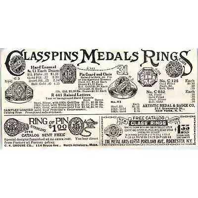 1931 Classpins Medals Rings Metal Arts Co Rochester NY Advertisement 2.5x4 SE6-1 • $8.50