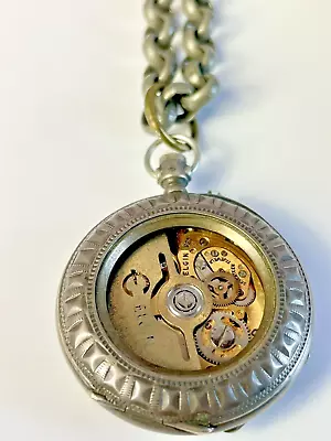 Vintage Watch Movement Steampunk Style Necklace Pendant Handmade Elgin AWESOME • $69.11