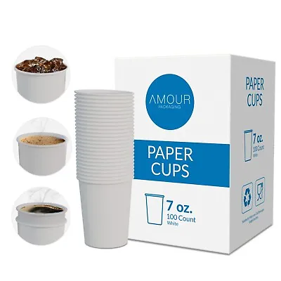 Amour Paper Cups Pack Of 100 – Premium Quality Disposable Cups (7 Oz.) • £8.49