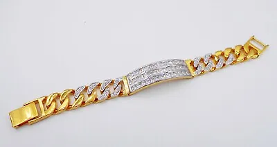 $54.59 • Buy CZ 22K 23K 24K Thai Baht Yellow Gold Plated Bracelet Bangle Men's Women Jewelry