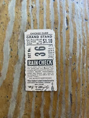 Vintage Chicago Cubs Baseball Ticket Stub 1930’s Wrigley Field • $20