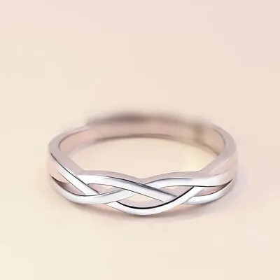 925 Sterling Silver Twisted CZ Stone Adjustable Ring Womens Jewellery New UK • $3.69