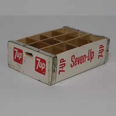 Vintage 7up Miniature Wooden Divided Crate Seven-Up 4  Mini Box 12 Bottle 7-Up • $24.95