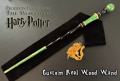 Custom REAL WOODEN Magic Wand 15  Hogwarts Slytherin RARE Wizardry World HP • $46