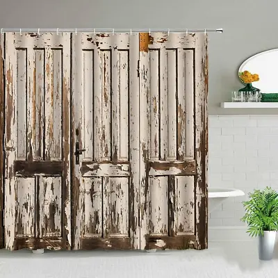 Rustic Shower Curtain Old Vintage Wooden Doors Shower Curtains For Bathroom • $18.99