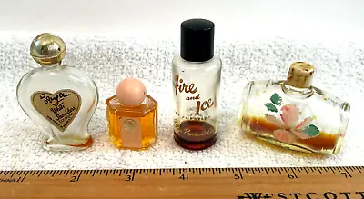 4 Vtg Mini Glass Perfume Bottles White Shoulders Fire & Ice Handpainted Barrel • $16.50
