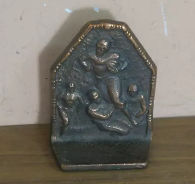 Antique Vintage Bronzed Cast Iron Football Player Single Bookend Book End • $69.95