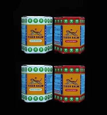 100% (4 Pcs) 2pcs TIGER BALM WHITE 30g + 2Pcs TIGER BALM RED 30g • $44