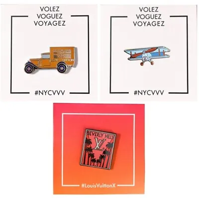 ⚡RARE⚡ LOUIS VUITTON X VVV Exhibit & Louis Vuitton X Pins *BRAND NEW* SET OF 3 • $400