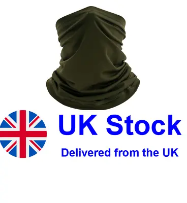 Multi-Use Bandana Mask Biker Face Camouflage Snood Neck Scarf Tube Gaiter Green • £3.29