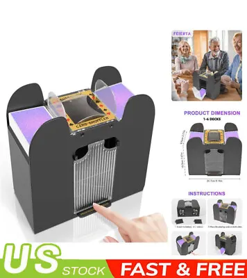 6 Deck Automatic Card Shuffler Battery Operated Card Dealer Machine Electric • $21.94