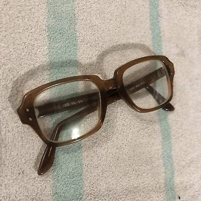 Uss Vintage Gi Issue Brown Horn Rim Eyeglass 50-22 Vietnam Era Military • $25