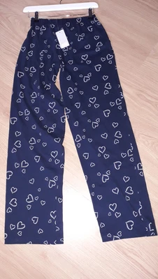 £4 • Buy Ladies Navy & White Heart Print Pyjama Bottoms Lounge Pants F&F Tesco Sz 6 