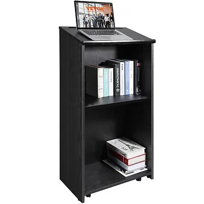 VEVOR Podium Stand 47 In Hostess Stand With Rolling Wheels&Storage Shelve Black • $117.79