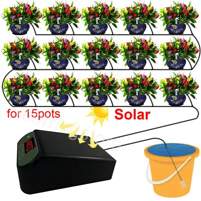 Solar Automatic Drip Irrigation Kit Timer Self Watering System W/ 15pcs Dripper • $47.99