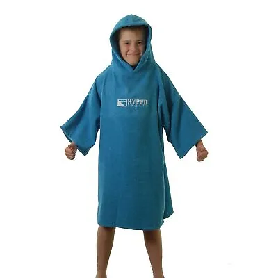 Hyped Sports Junior Kids Hooded Towelling Changing Robe Beach Swim Poncho Blue • £12.55