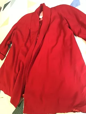 Russell Scott Womens Vintage 80s Red Wool Swing Coat Open Front Large • $18