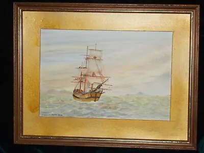 Original Edwardian Painting Galleon 1908 Signed Kenneth Smith • £49.99