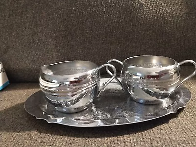 Vintage Sugar & Creamer Set With Tray Chrome?  • $11.99