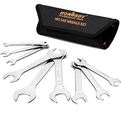 9PC Super-Thin Open End Wrench Set Rolling Pouch SAE Slim Spanner 1/4 -1-1/16  • $24.99