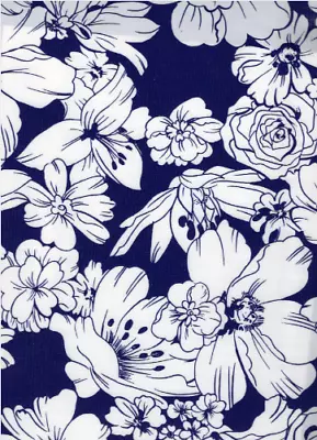 Oilcloth Fabric Elegant Floral Victoria Navy Pattern Sold In Yard Or Bolt • $13.99