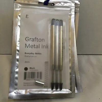 Grafton 5mm Black Metal Gel Refills Everyman For Grafton Pen /mini Twist Ink X 3 • $15