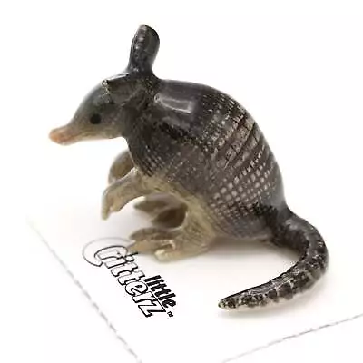 Little Critterz Gray - Armadillo  Burrow  Animal - Miniature Porcelain Figurine • $12.99