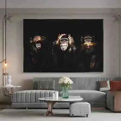 Funny Three Monkeys Posters Animal Canvas Painting Print Wall Picture Wall Mural • $19.61