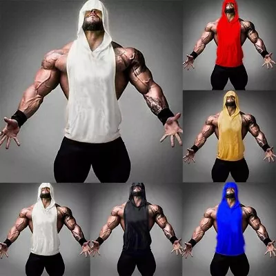 Tank Top Mens Vest Fitness Hoodie Muscle Sleeveless T-shirt Bodybuilding • $20.84