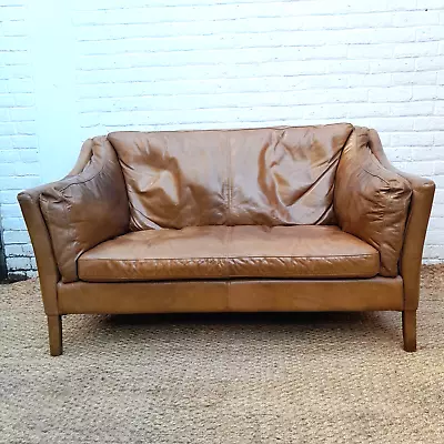 John Lewis Halo Reggio Leather 2 Seater Sofa Brown • £550