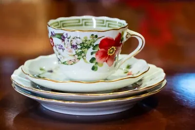 Versace Rosenthal Tea Cup With Saucer & 2 Dessert Plates Set * Floral Fantasy • $290