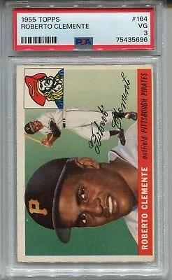 1955 Topps Baseball #164 Roberto Clemente Rookie Card Graded PSA 3 • $2299.99