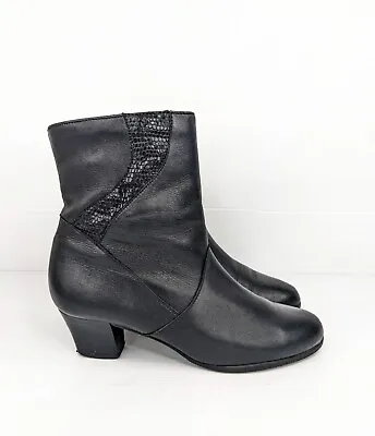 80s Vintage Ladies Soft Leather Ankle Boots Size 6.5 Or 7 Booties Grunge Disco • $39