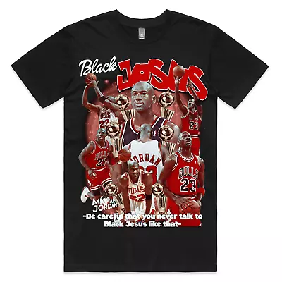 Michael Jordan NBA Black Jesus Tshirt Chicago Bulls Fans Basketball Shirt Unise • $38