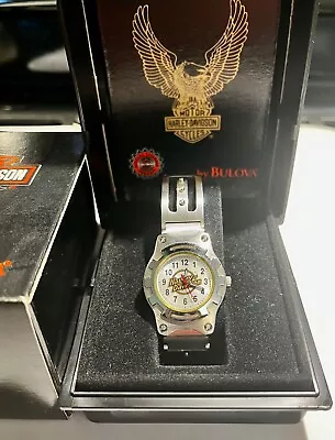 Rare Harley Davidson Bulova Men's Watch Stainless Steel Quartz Water Resistant • $100